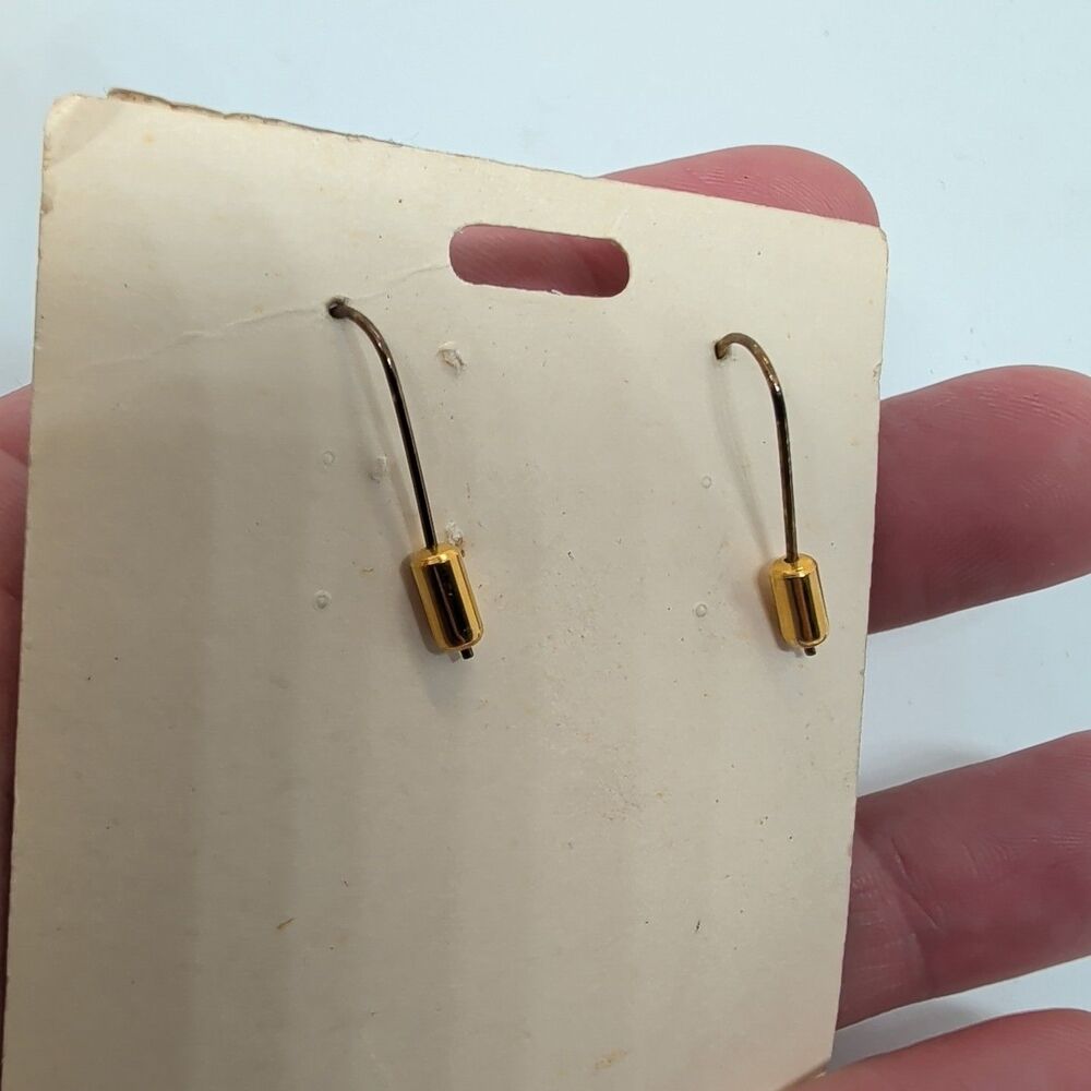 (3) Pair Pierced 23K Hammered Gold inside Dangle Earrings Arrowhead Blue Purple - Picture 12 of 15